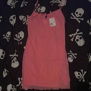 Pink Mesh Slip Dress
